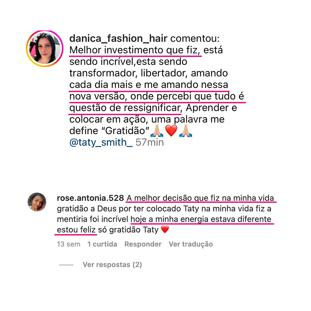 Mensagem de aluna pelo WhatsApp